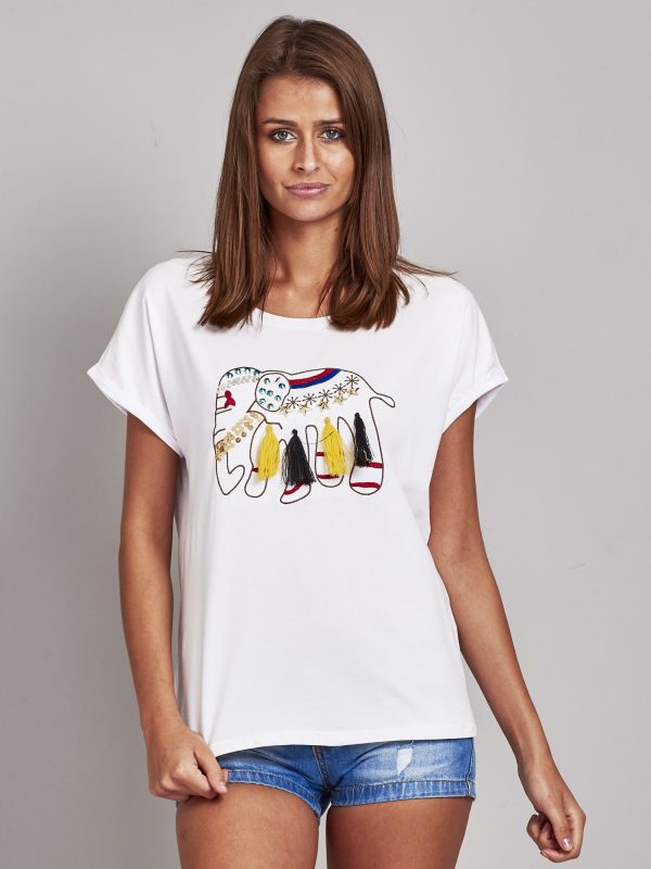 Wholesale White T-shirt with elephant