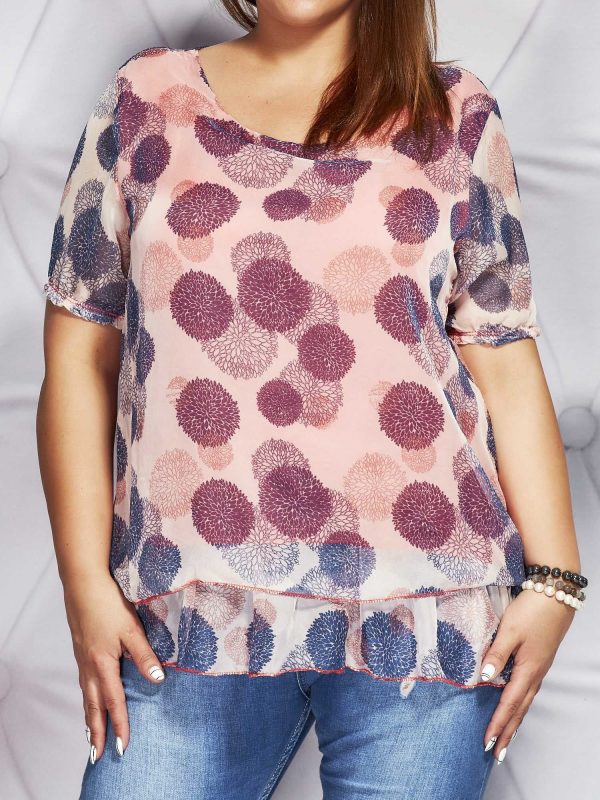 Wholesale Coral Mist Blouse in Colorful Patterns PLUS SIZE