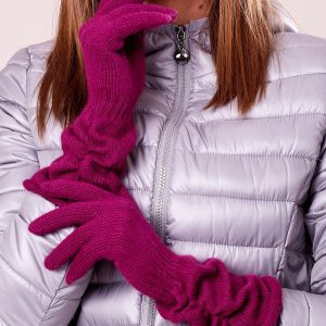 Wholesale Fuchsia Long Gloves with Crinkled Rib