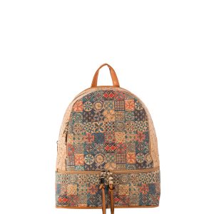 Wholesale Light Brown Patterned Backpack with Zippers