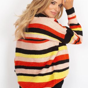 Wholesale Black oversized sweater with colorful stripes