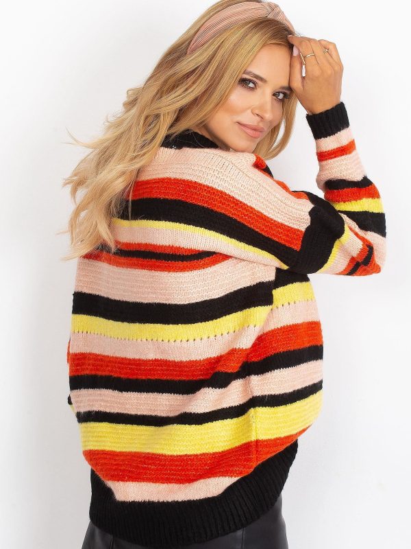 Wholesale Black oversized sweater with colorful stripes