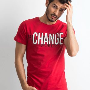 Wholesale Red Cotton Printed Men's T-Shirt