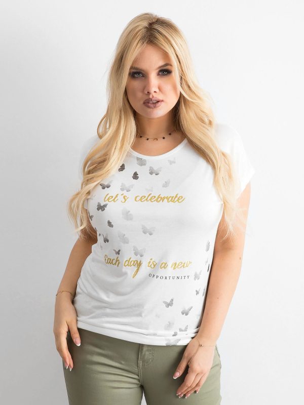 Wholesale Ecru t-shirt for women with print plus size