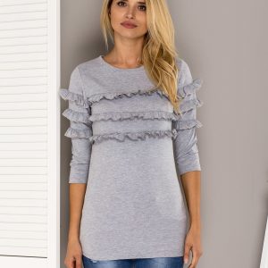 Wholesale Gray blouse with frills