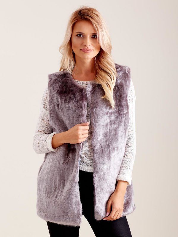 Wholesale Grey Fluffy Vest