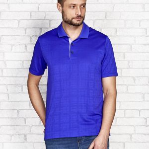 Wholesale ADIDAS Blue Men's Polo Shirt in Fine Graphic Pattern