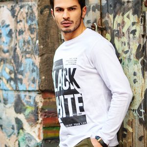 Wholesale Men's blouse with lettering print white