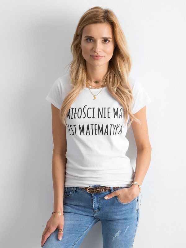 Wholesale White Women's T-Shirt with Lettering