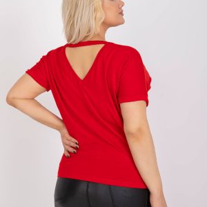 Wholesale Red blouse plus size basic with viscose