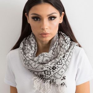 Wholesale Grey and black cotton scarf with patterns