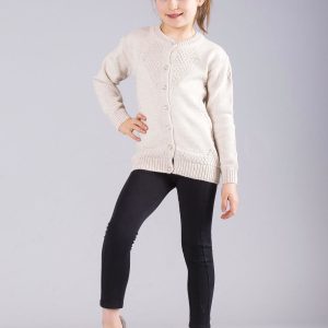 Wholesale Beige cardigan for girl with pearls