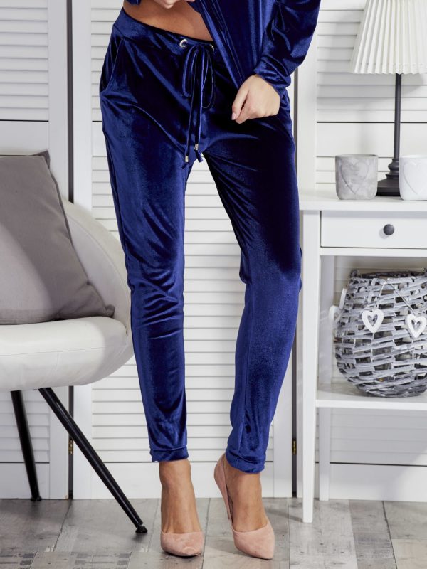 Wholesale Blue Velour Straight Fit Sweatpants