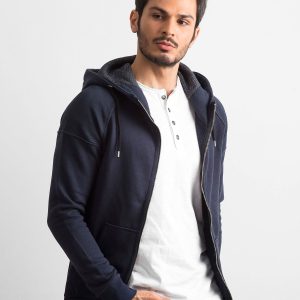 Wholesale Dark Navy Cotton Hooded Men's Sweatshirt