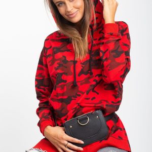 Wholesale Red asymmetrical camo hoodie