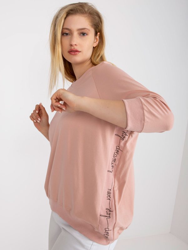 Wholesale Dirty pink plus size blouse with round neckline