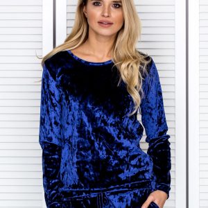 Wholesale Navy Velvet Women's Sweatshirt