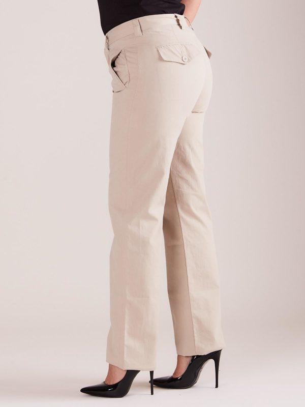 Wholesale Plus Size Light Beige Fabric Pants