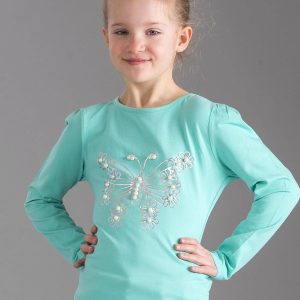 Wholesale Mint girl blouse with pearls