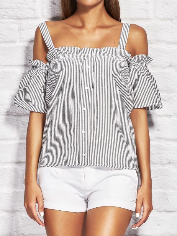 Wholesale Gray striped blouse