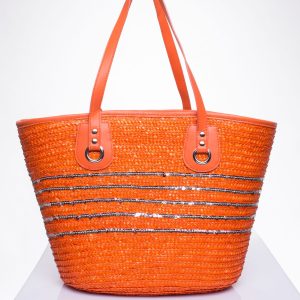 Wholesale Orange beach basket bag with sequins