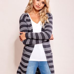 Wholesale Dark Grey Open Stripe Sweater