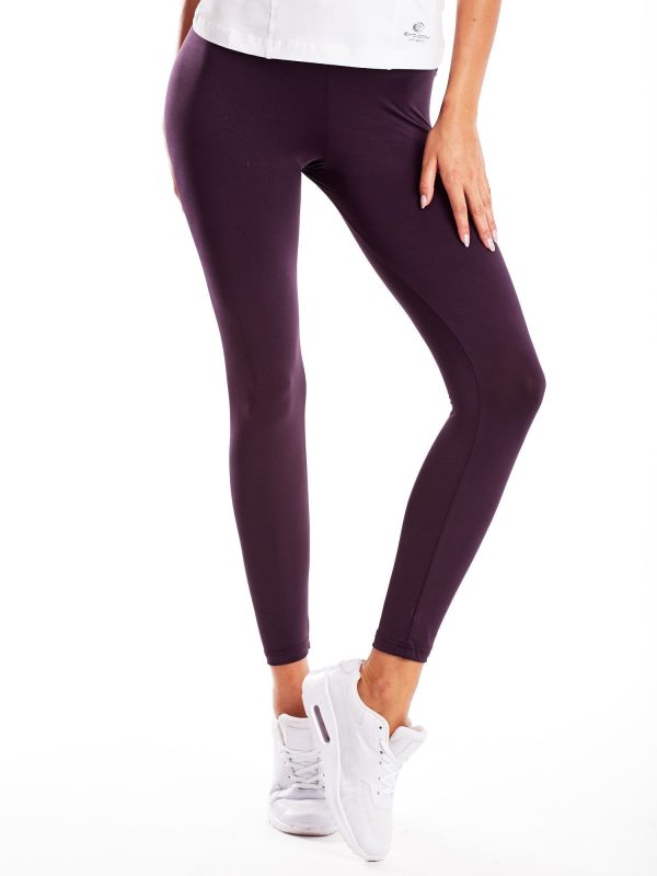 Wholesale Long Dark Purple Medium Thickness Fitness Leggings