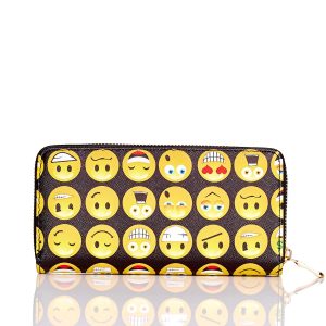 Wholesale YUPS Black Wallet Emoji Print