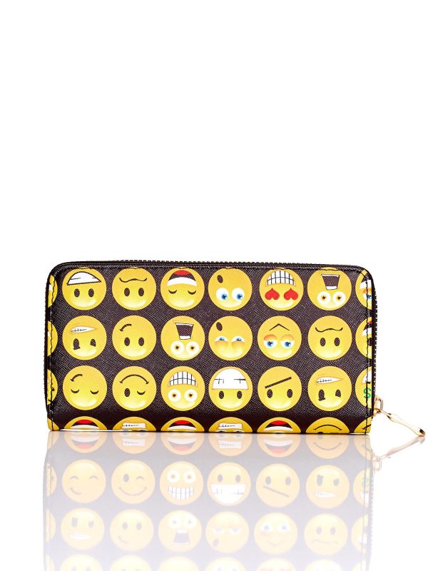 Wholesale YUPS Black Wallet Emoji Print