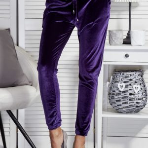 Wholesale Straight cut velour sweatpants purple