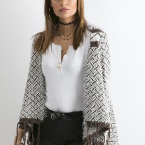 Wholesale Brown sweater with fringes