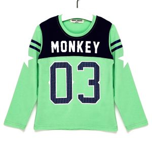 Wholesale Green boy blouse with inscription MONKEY 03