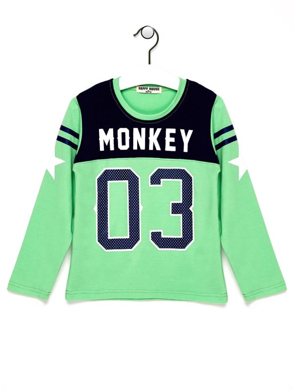 Wholesale Green boy blouse with inscription MONKEY 03