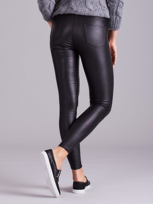 Wholesale Black Waxed Skinny Women's Pants