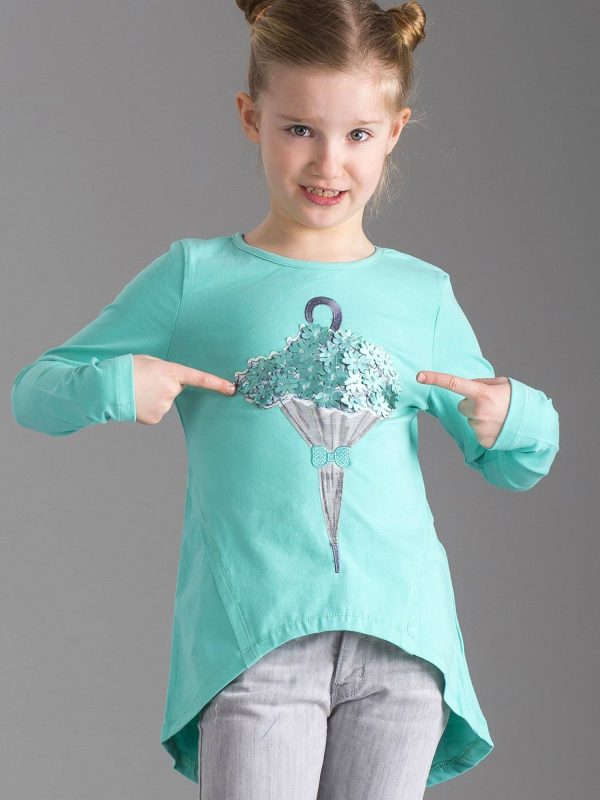 Wholesale Mint girl blouse with umbrella