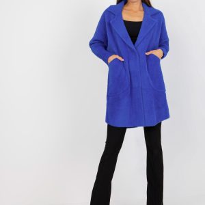 Wholesale Cobalt women's alpaca coat with the addition of Eveline wool