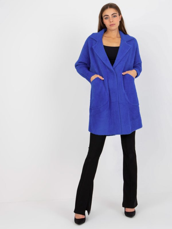 Wholesale Cobalt women's alpaca coat with the addition of Eveline wool