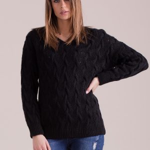 Wholesale Black braided sweater