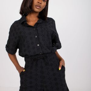 Wholesale Black two-piece summer set with short sleeves