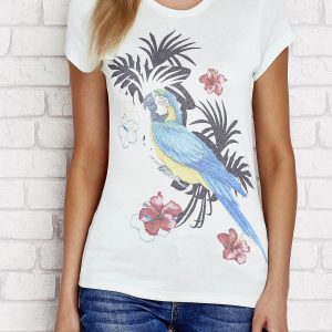 Wholesale Light turquoise t-shirt with tropical print