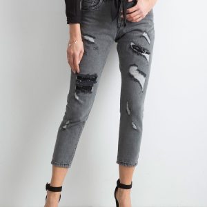 Wholesale Grey mom fit jeans