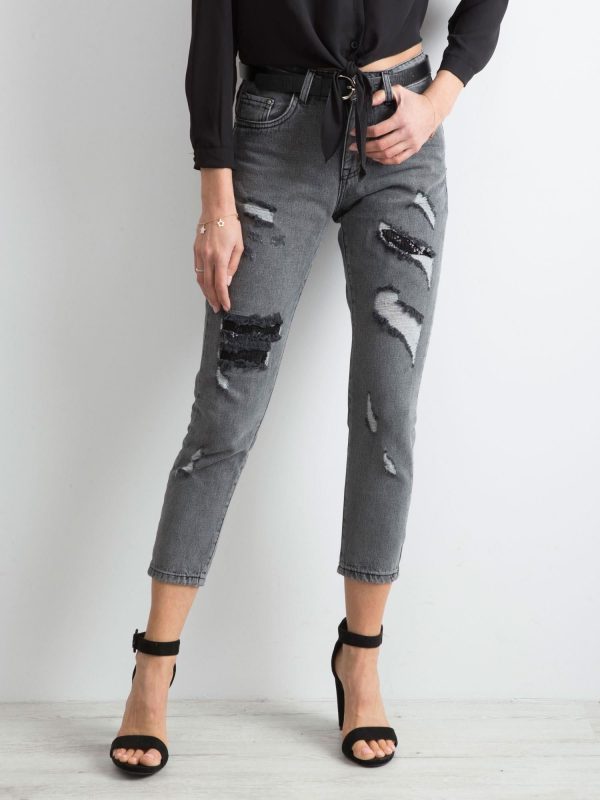 Wholesale Grey mom fit jeans