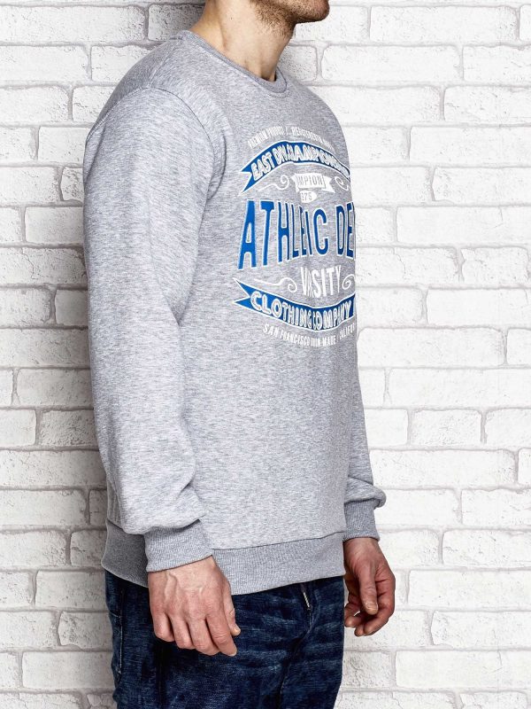 Wholesale Men's sweatshirt with sports inscriptions grey