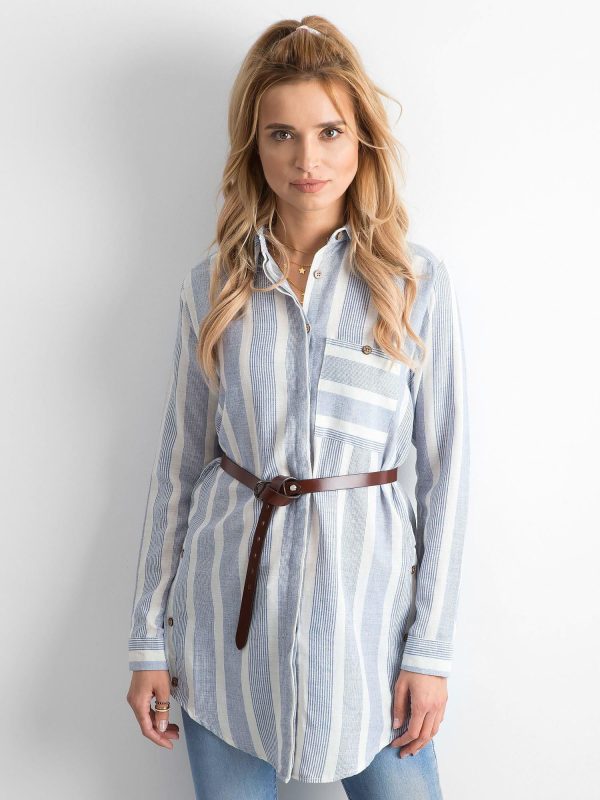 Wholesale Blue Striped Shirt Tunic