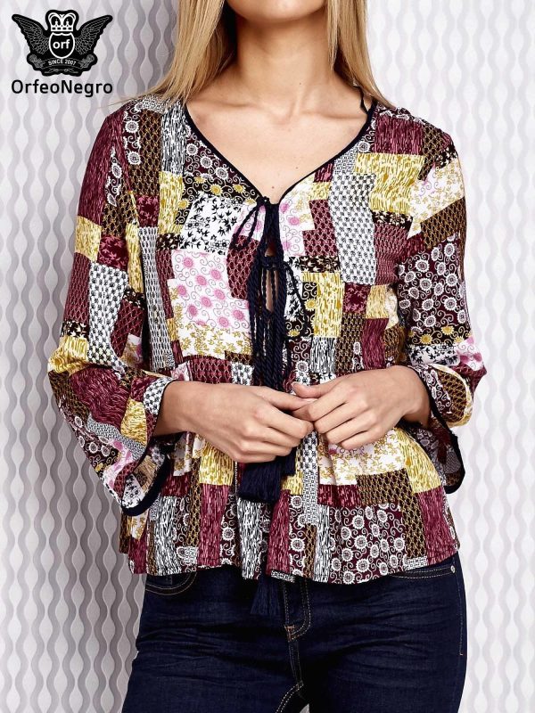 Wholesale Yellow-brown blouse in boho style