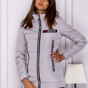 Wholesale Grey Transition Jacket with Shiny Zippers