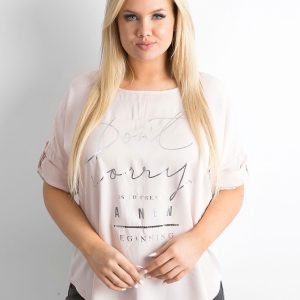 Wholesale Light pink loose blouse with lettering