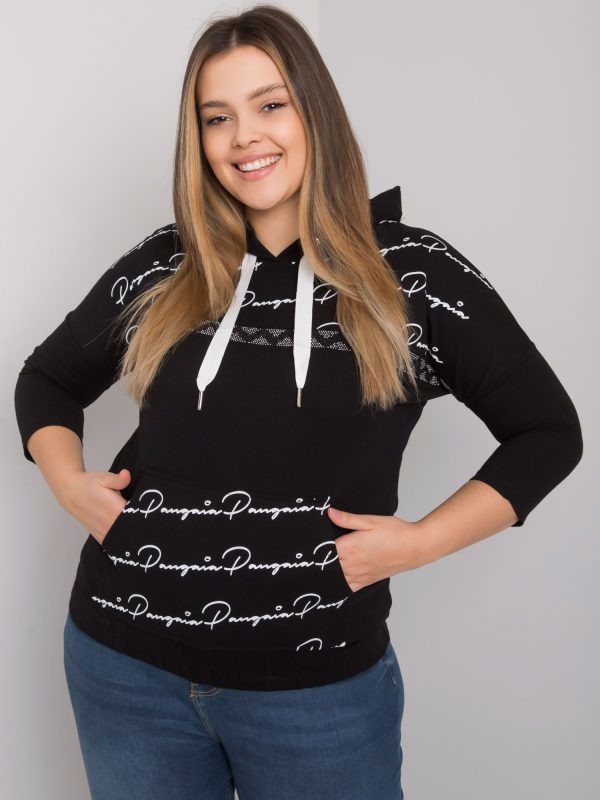 Wholesale Black plus size sweatshirt with Madison subtitles