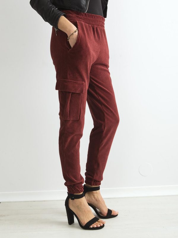 Wholesale Brown corduroy trousers with cargo pockets