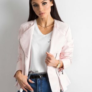 Wholesale Light Pink Eco Leather Jacket